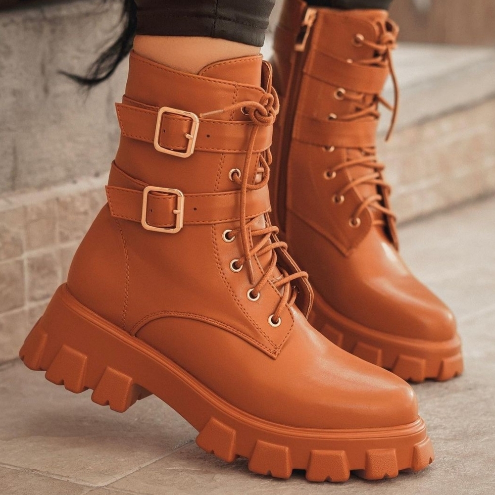 Kashia Combat boot Tan color Confort - Picture 2 of 7